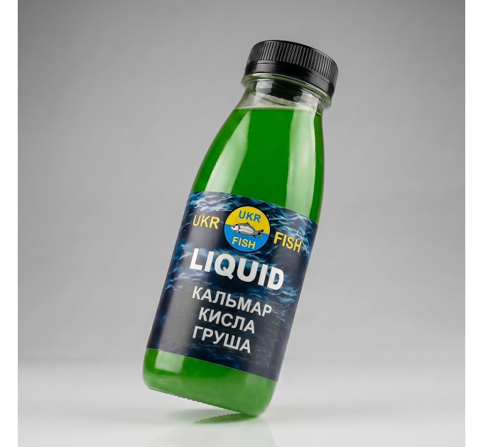 Ліквід Liquid Кальмар Кисла груша 300 мл UKR FISH, рідка добавка в прикорм для приманювання риби в місце корму