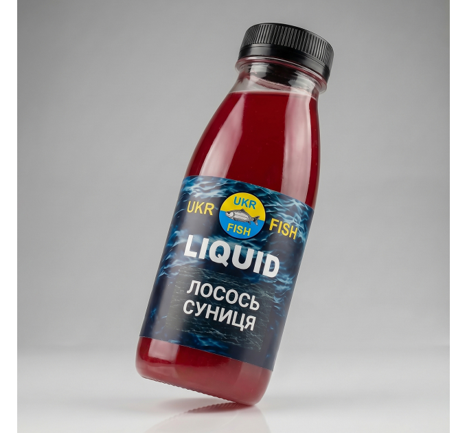Ліквід Liquid Лосось Суниця рідка добавка UKR FISH 300 мл, на прикорм для залучення риби