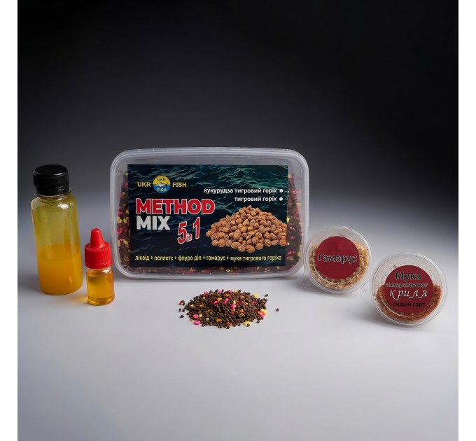 Прикорм для риби STICK METHOD MIX "Тигровий Горіх" 5 в 1 з Гамарусом та Мука Криля UKR FISH 450 г