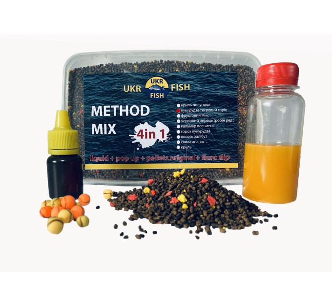 Прикорм для риби Метод МІКС "Кукурудза тигровий горіх" на фідер та флет-метод 4 в 1 UKR FISH підгодовування на коропа