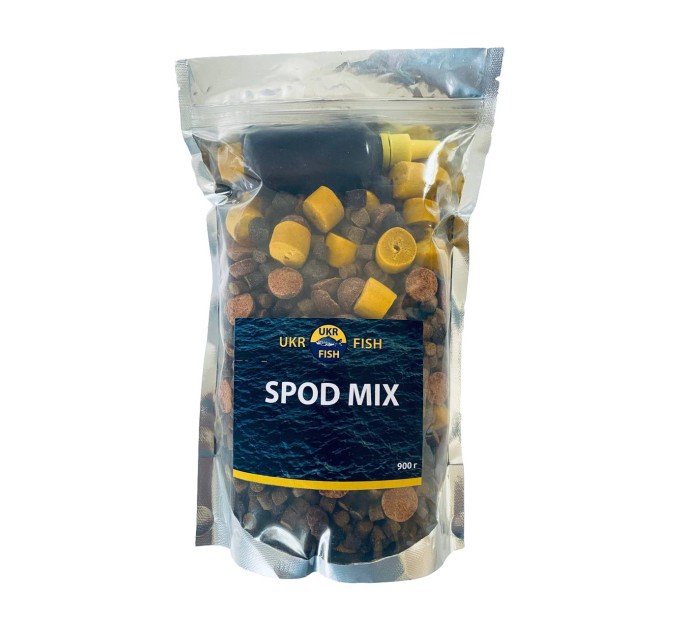 Прикормка для риби Спод МІКС "Червоний перець" SPOD MIX Пеллетс 6-13 мм + Бойли + Аміно-ліквід UKR FISH 900г