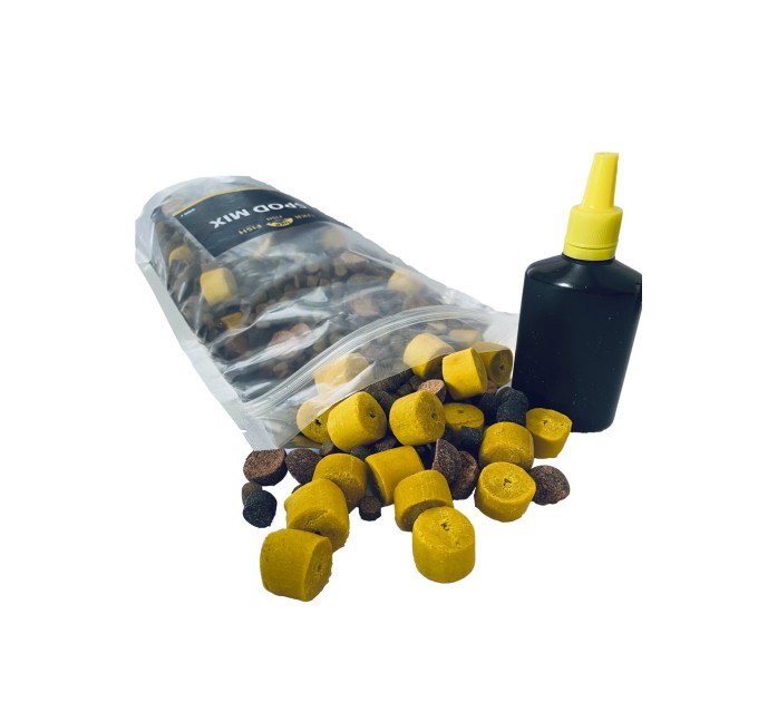 Прикормка для риби Спод МІКС "Червоний перець" SPOD MIX Пеллетс 6-13 мм + Бойли + Аміно-ліквід UKR FISH 900г