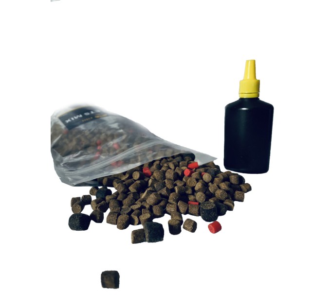 Прикормка для риби Пеллетс МІКС "Червоний перець" PELLETS MIX 6-11 мм + Аміно-ліквід UKR FISH 800г