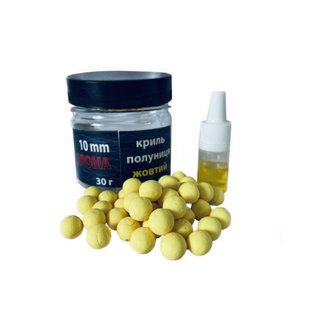 Pop up бойл AROMA Насадка для плавання 30 г UKR FISH "Криль полуниця" 10 мм для лову для флет-фідера